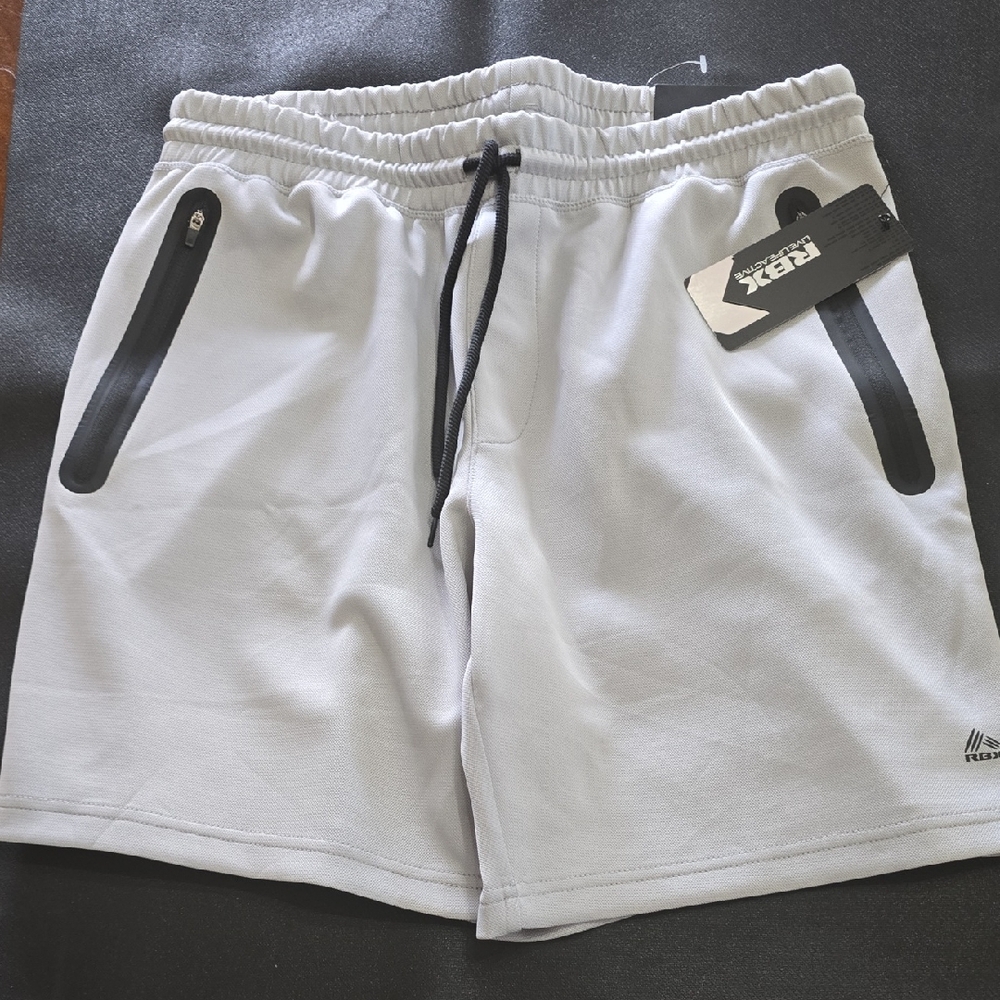 RBX Light Gray Athletic Shorts with Black Accents